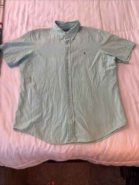 Ralph Lauren Mint Green Short-Sleeve Button-Down Oxford Shirt